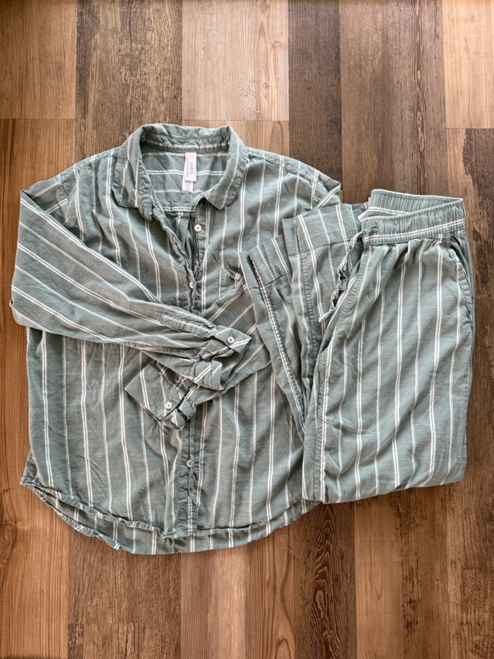 Auden Green Striped Pajama Set